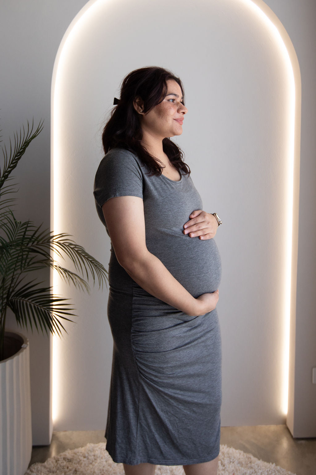 Maternity Bodycon Dress - Grey