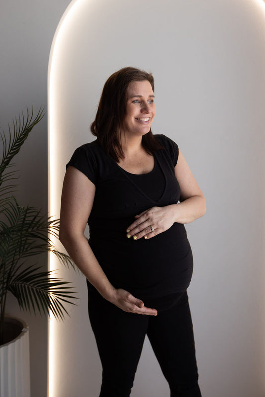 Born Maternity Breast Feeding Top (Black)