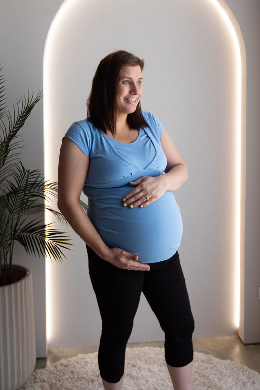Born Maternity Breast Feeding Top (Blue)