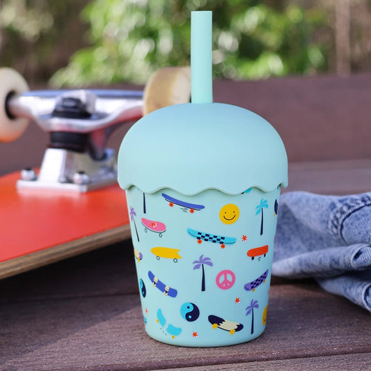 Chino Mini Smoothie Cup & Straw Skate Blue