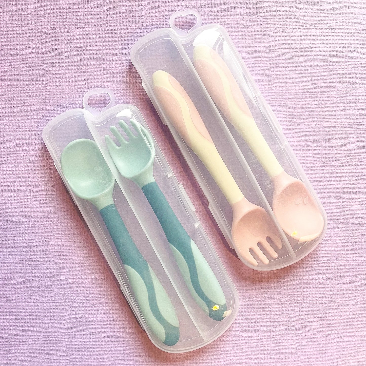 Bendable Silicone Cutlery with Travel Case - Pink