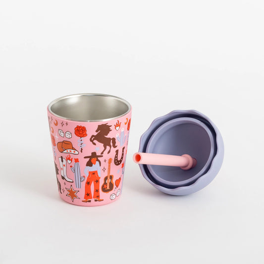 Chino Mini Smoothie Cup & Straw Cowgirl