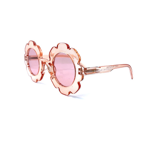 Sunglasses - Flower - Clear with pink lense