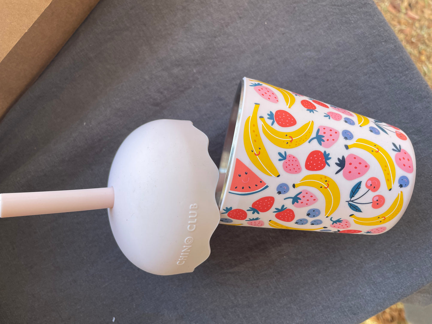 Chino Mini Smoothie Cup & Straw Fruits Pink