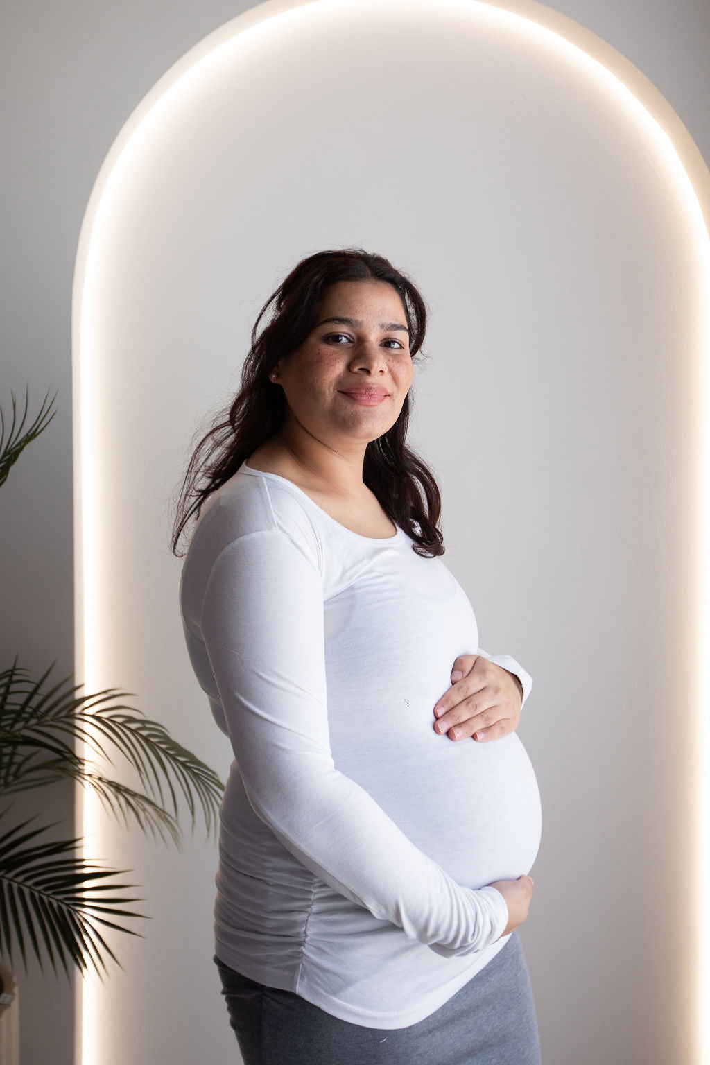 Born Maternity Long Sleeve Top (White)