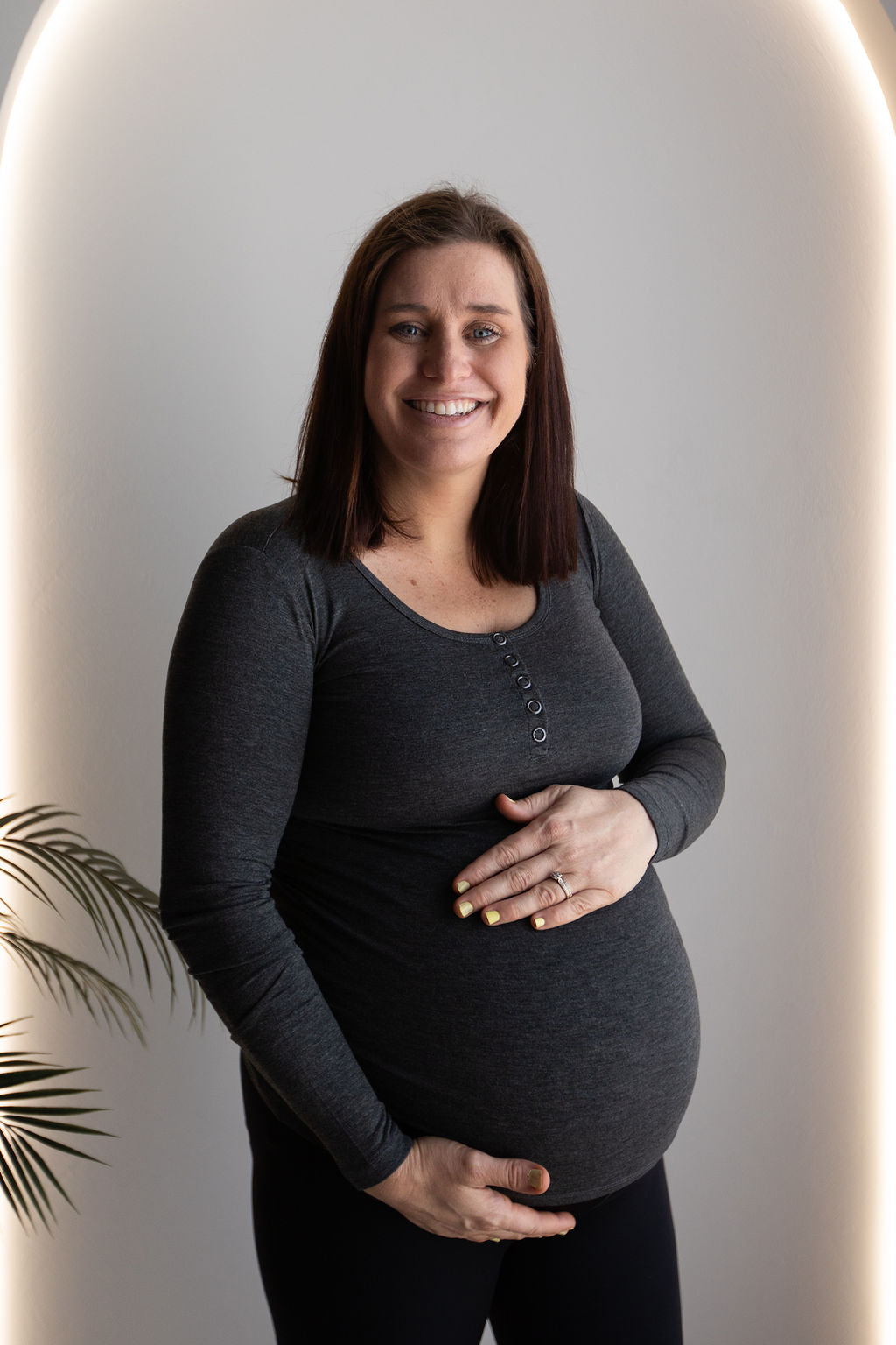 Born Maternity Long Sleeve Breast Feeding Top (Grey)