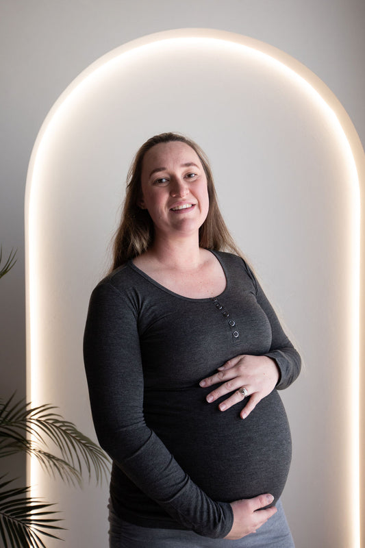 Born Maternity Long Sleeve Breast Feeding Top (Grey)