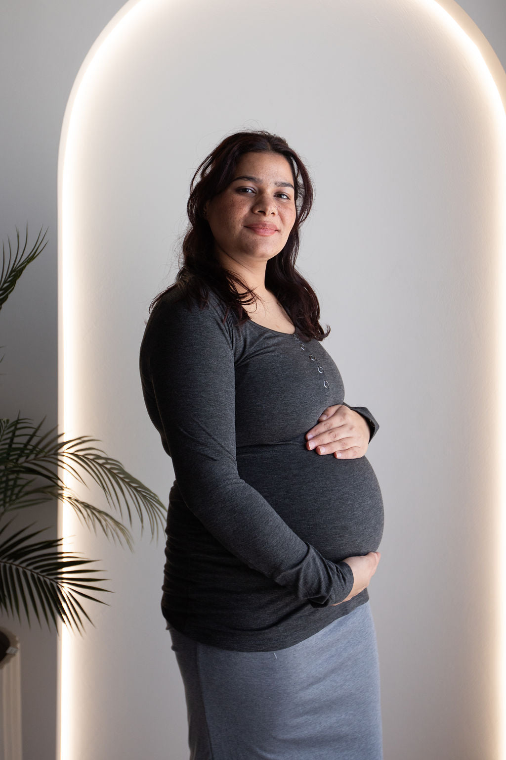 Born Maternity Long Sleeve Breast Feeding Top (Grey)