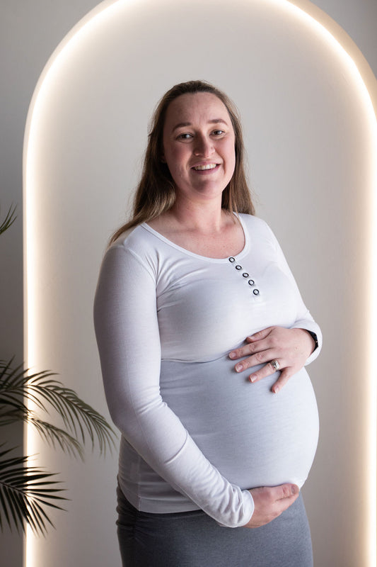 Born Maternity Long Sleeve Breast Feeding Top (White)