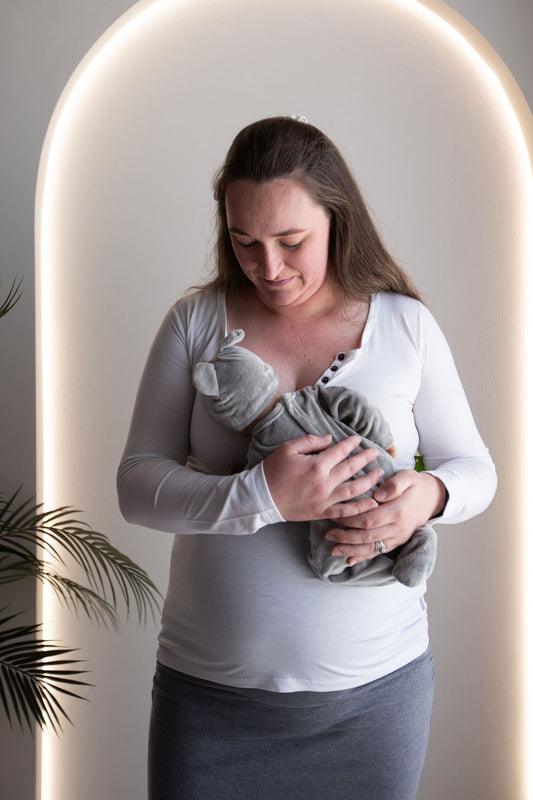 Born Maternity Long Sleeve Breast Feeding Top (White)