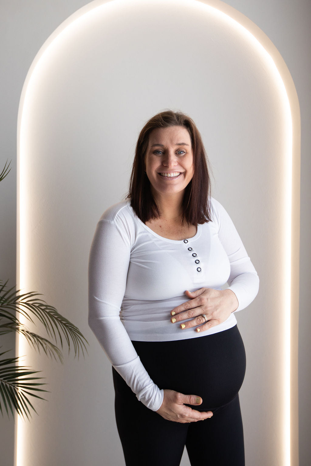 Born Maternity Long Sleeve Breastfeeding Top (White)
