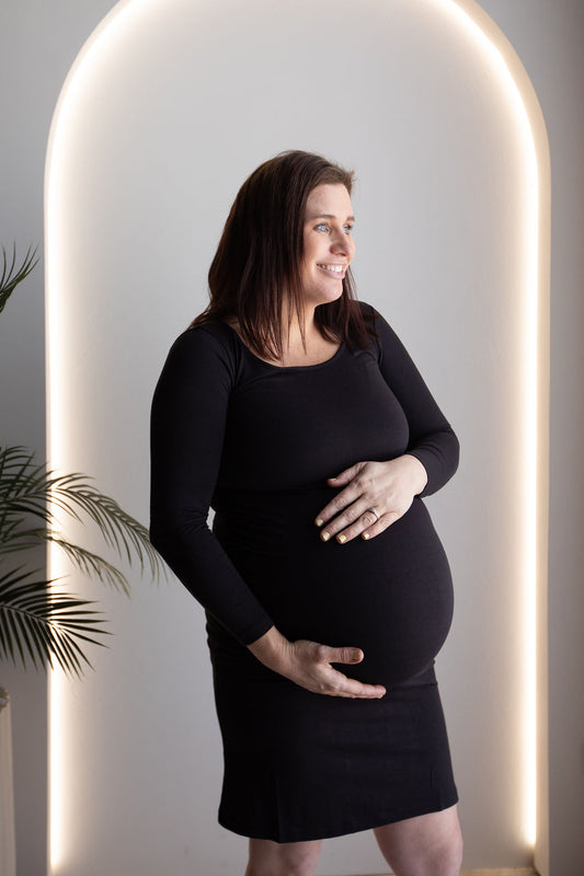Born Maternity Long Sleeve Dress (Black)