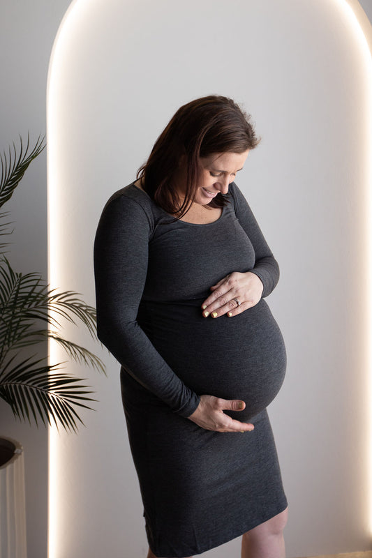 Born Maternity Long Sleeve Dress (Grey)