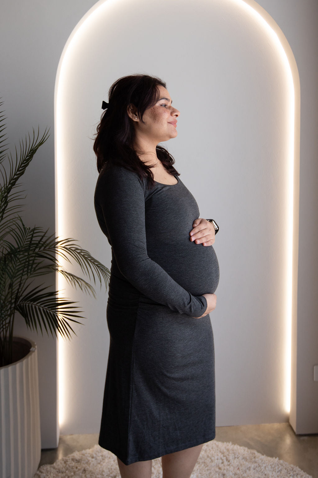 Born Maternity Long Sleeve Dress (Grey)