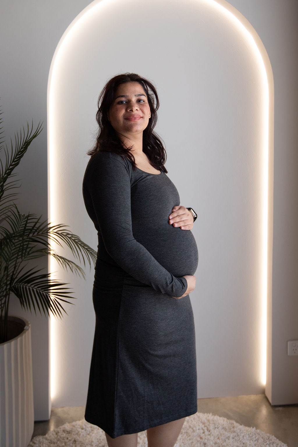 Born Maternity Long Sleeve Dress (Grey)