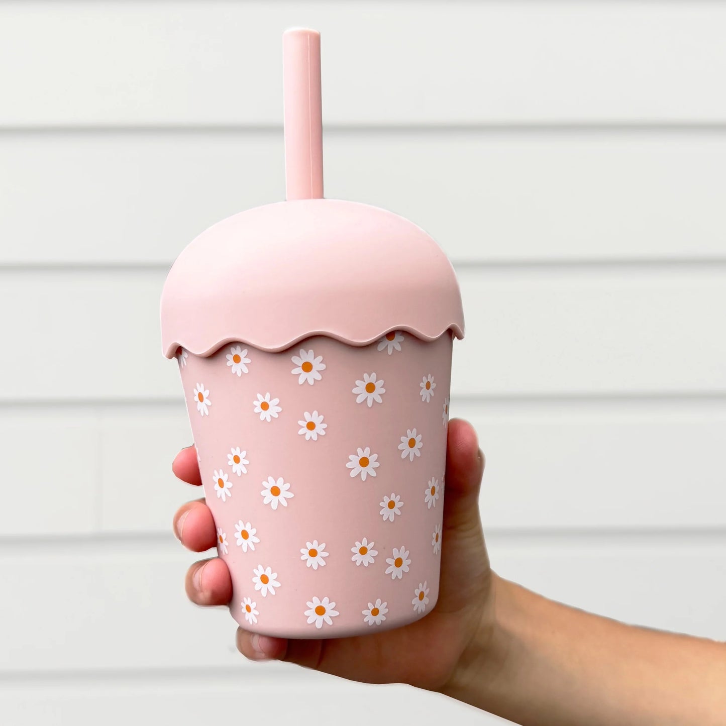Chino Mini Smoothie Cup & Straw Pink Daisy