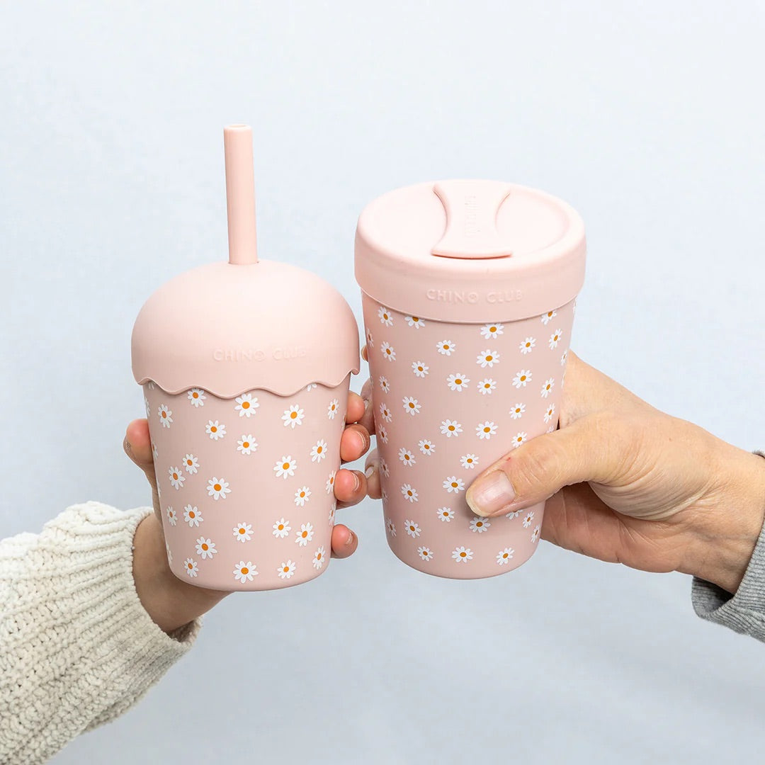 Chino Mini Smoothie Cup & Straw Pink Daisy