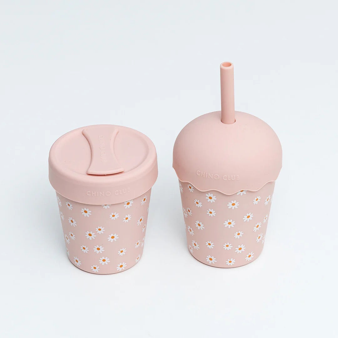 Chino Mini Smoothie Cup & Straw Pink Daisy