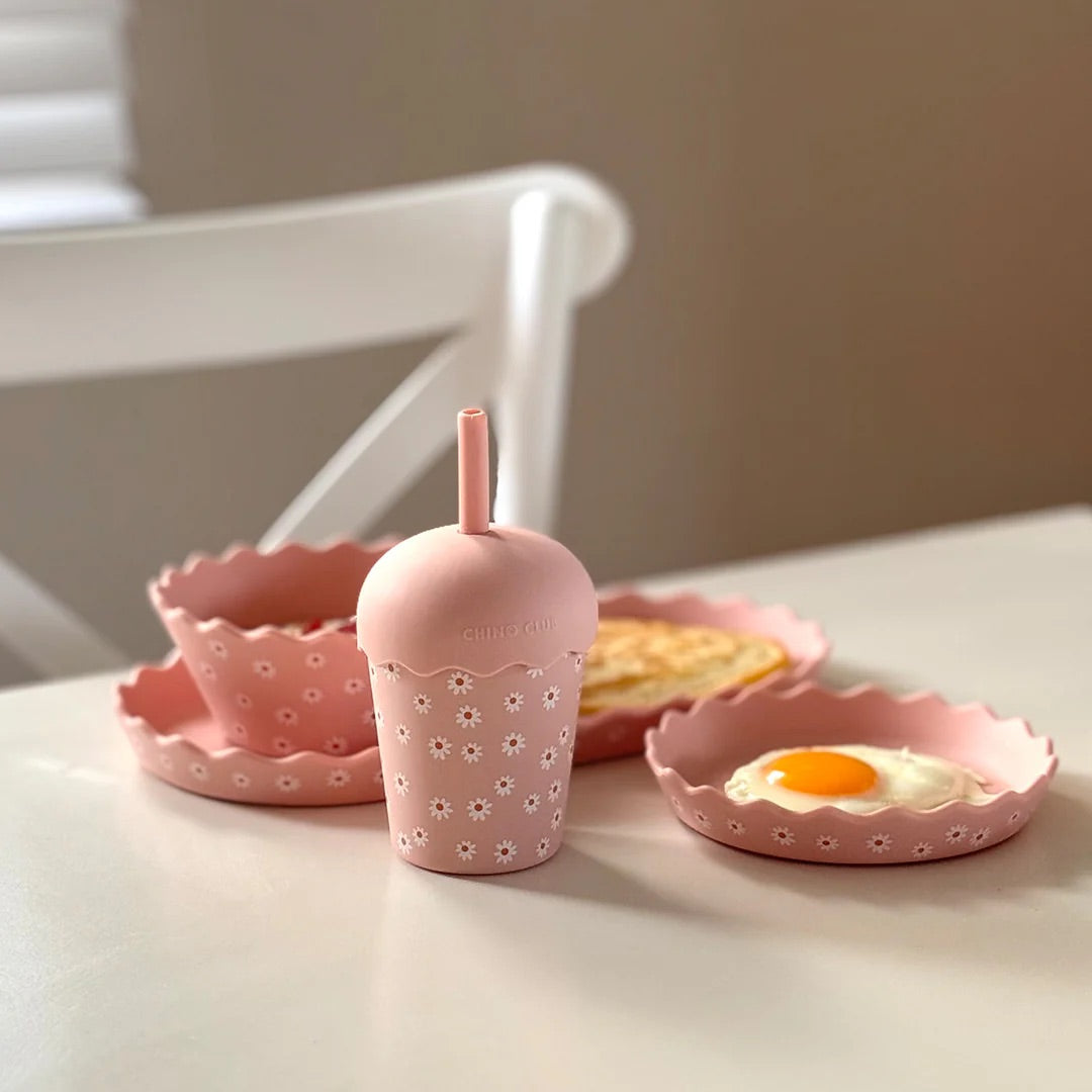 Chino Mini Smoothie Cup & Straw Pink Daisy