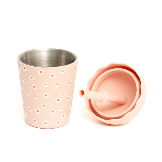 Chino Mini Smoothie Cup & Straw Pink Daisy