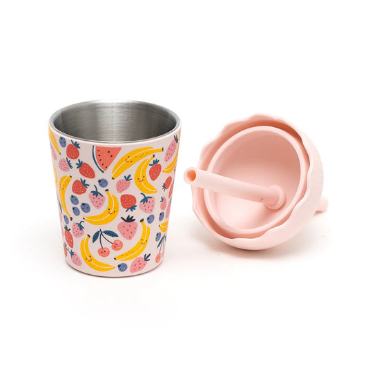 Chino Mini Smoothie Cup & Straw Fruits Pink