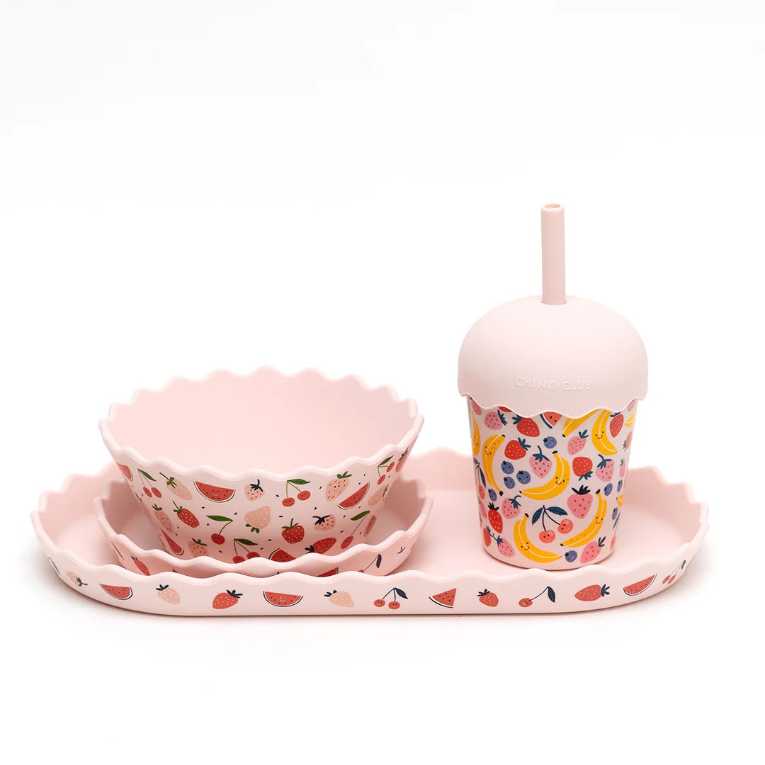 Chino Mini Smoothie Cup & Straw Fruits Pink