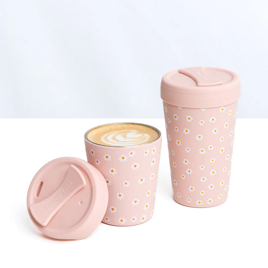 Chino Stainless Steel Coffee Cup 8oz - Pink Daisy