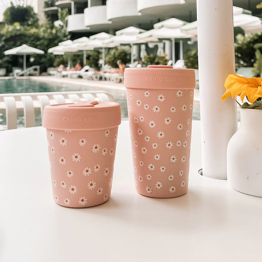 Chino Stainless Steel Coffee Cup 8oz - Pink Daisy