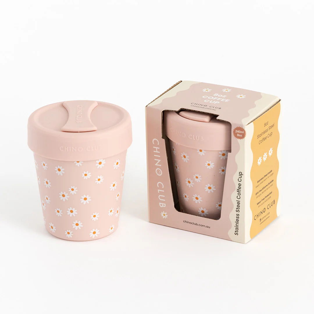 Chino Stainless Steel Coffee Cup 8oz - Pink Daisy