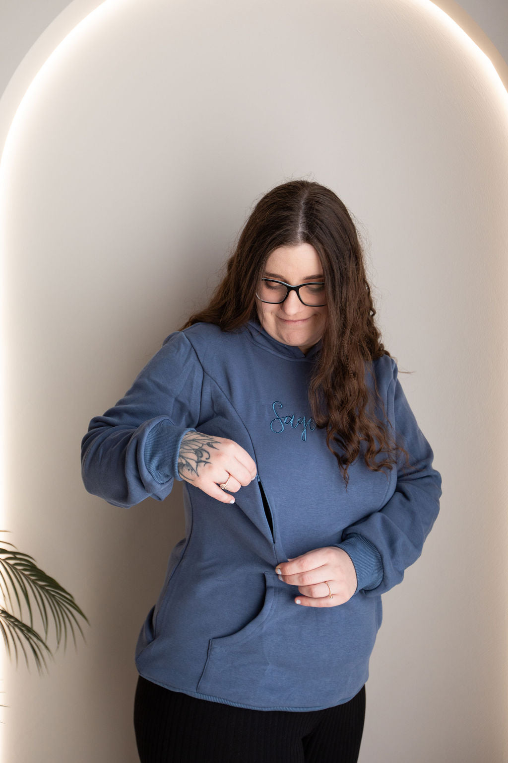 Sage Rose Feeding Hoodie - Blue