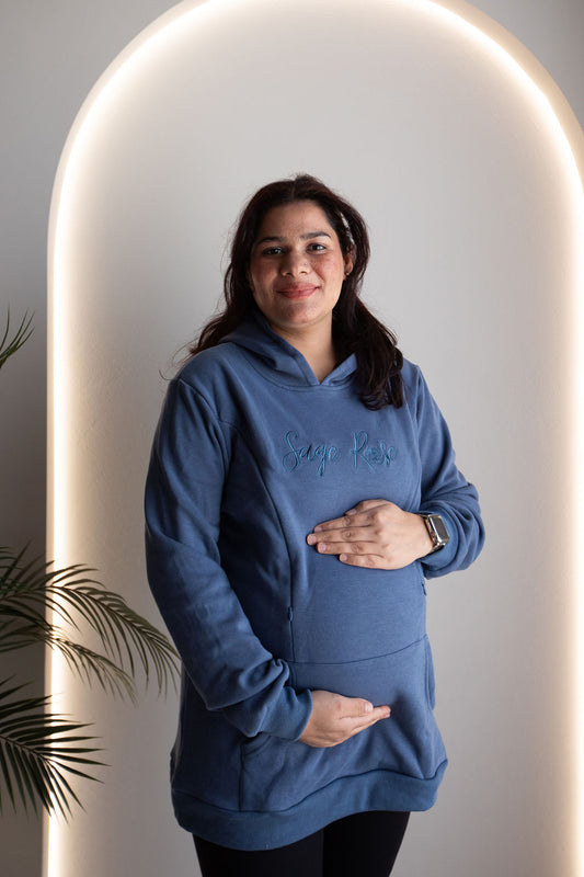 Sage Rose Feeding Hoodie - Blue