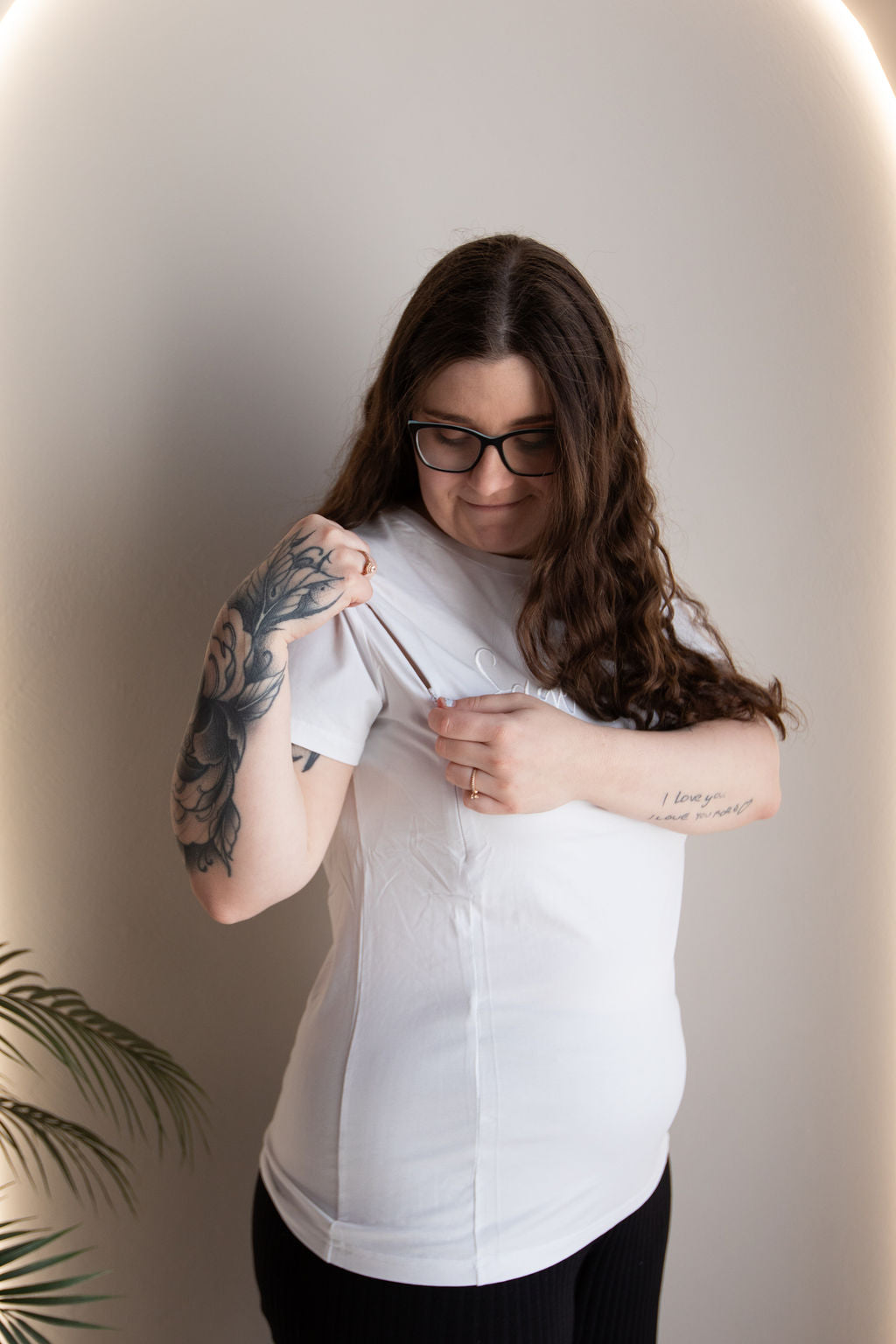 Sage Rose Feeding T-Shirt - White