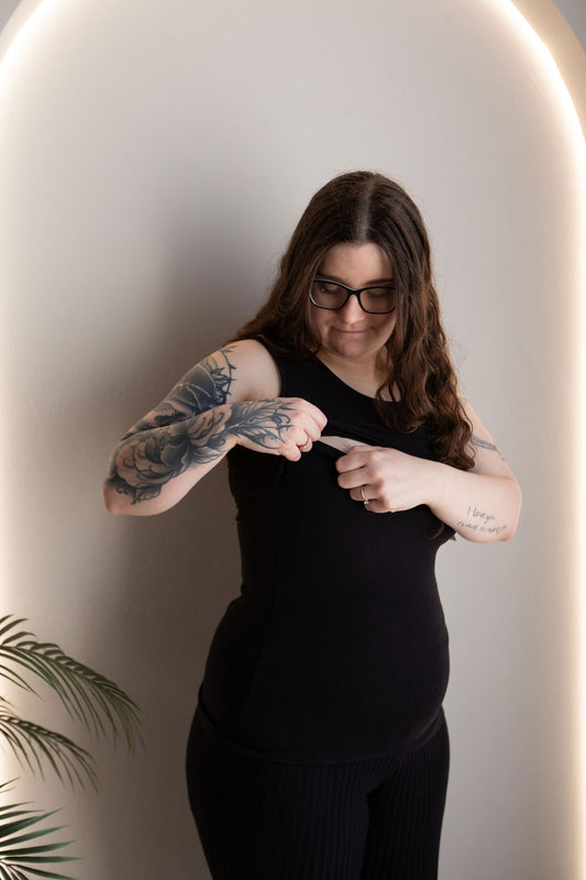 Born Maternity Breast Feeding Singlet (Black)