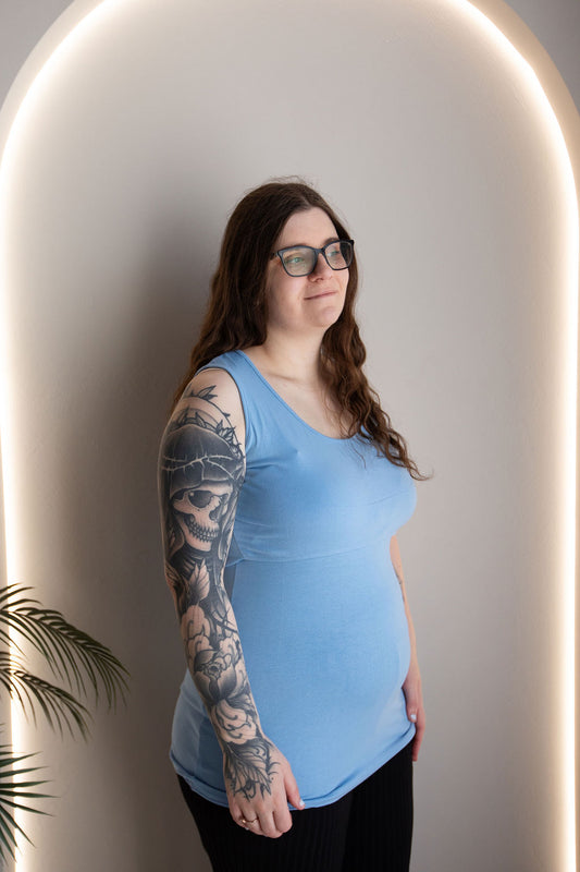 Born Maternity Breast Feeding Singlet (Blue)
