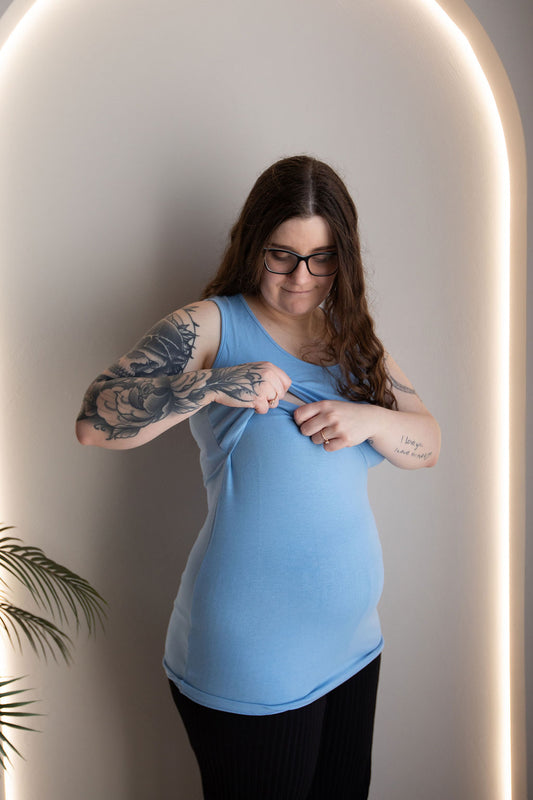 Born Maternity Breast Feeding Singlet (Blue)
