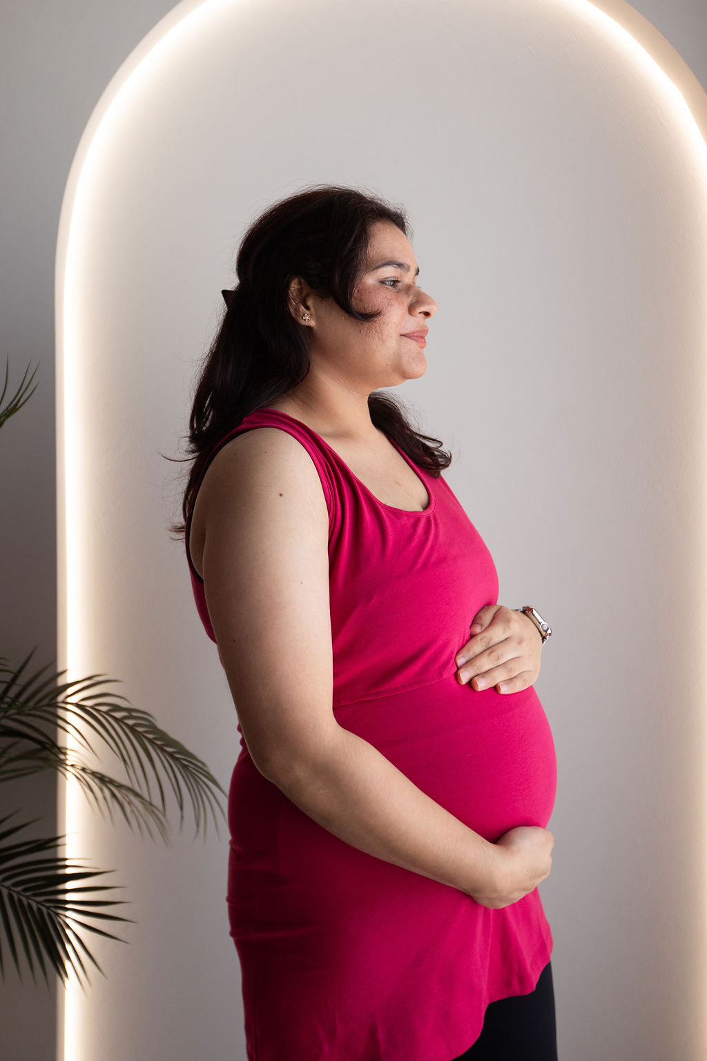 Born Maternity Breast Feeding Singlet (Dark Pink)