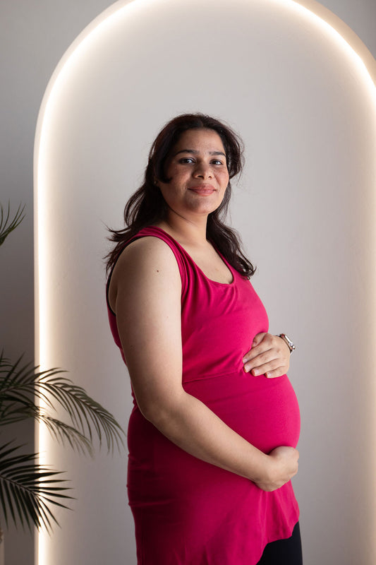Born Maternity Breast Feeding Singlet (Dark Pink)