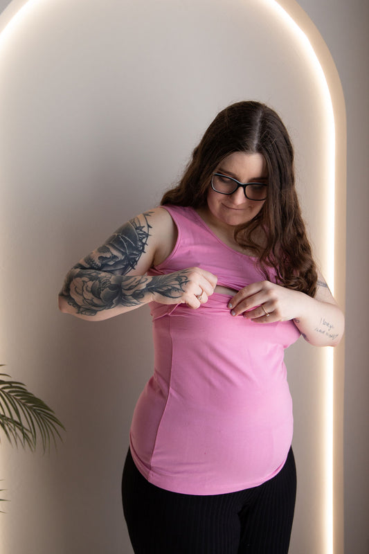 Born Maternity Breast Feeding Singlet (Light Pink)