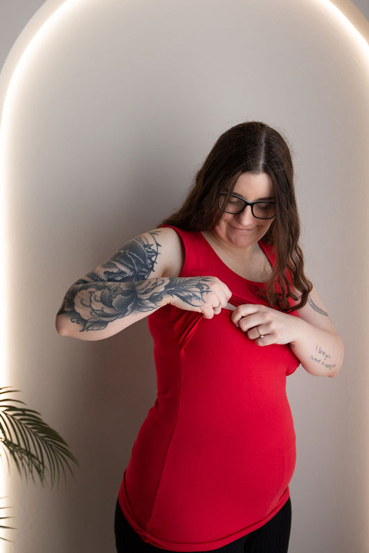 Born Maternity Breast Feeding Singlet (Red)