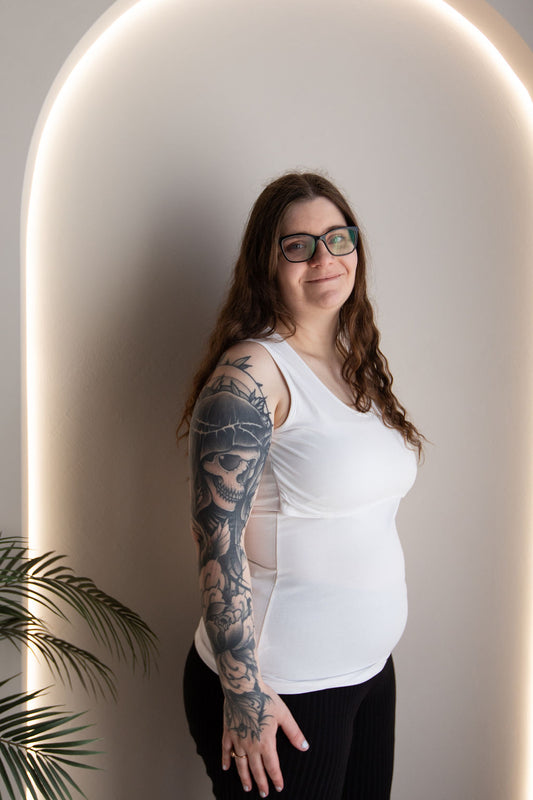 Born Maternity Breast Feeding Singlet (White)