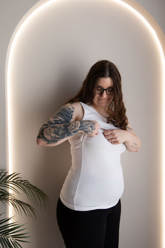 Born Maternity Breast Feeding Singlet (White)