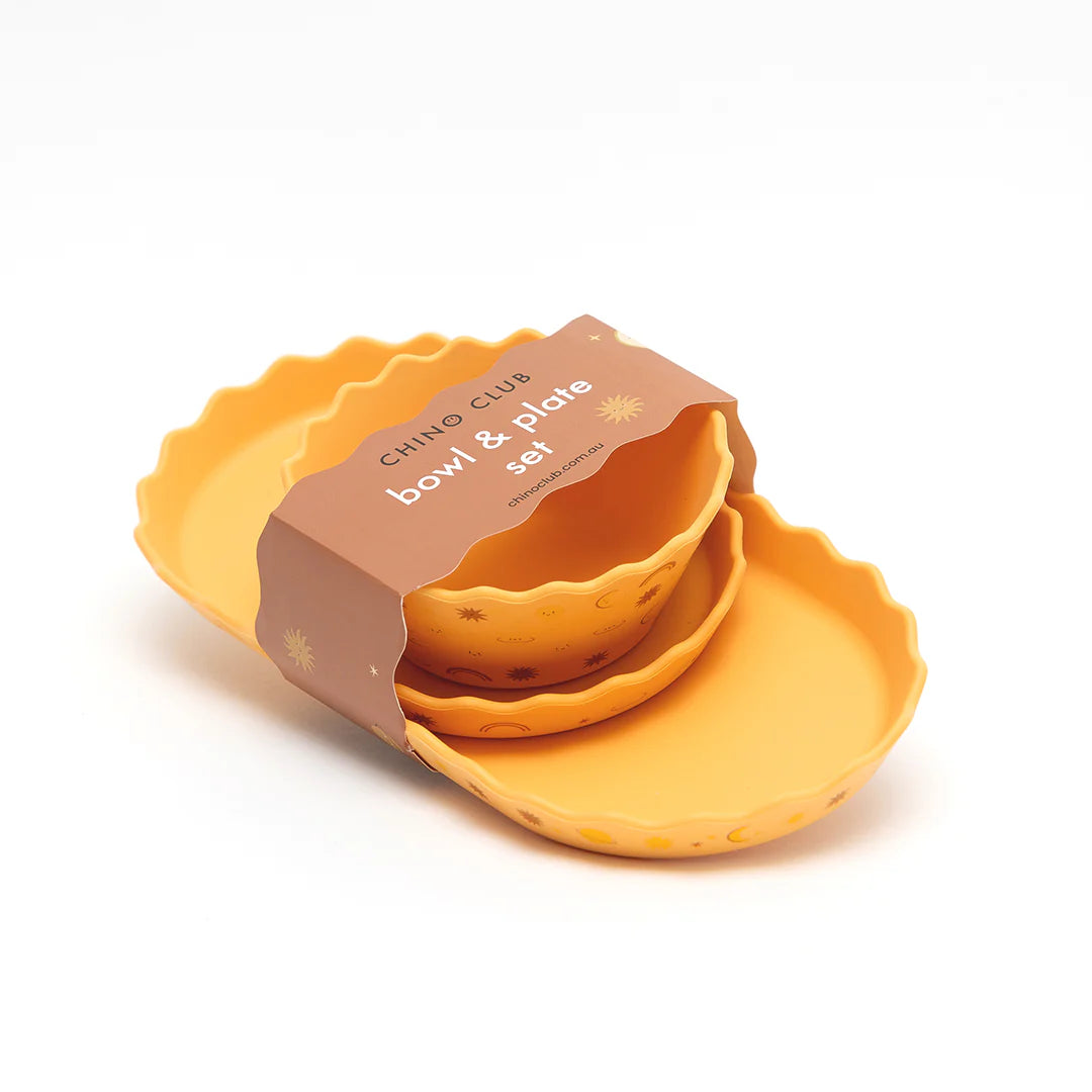 Chino Wavy Edge Silicone Bowl and Plate Set - Suns