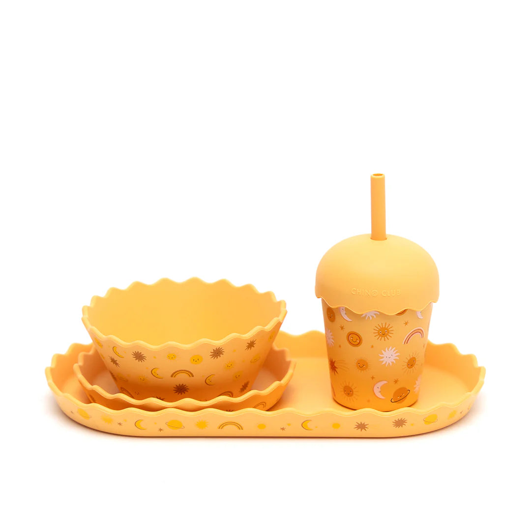 Chino Wavy Edge Silicone Bowl and Plate Set - Suns