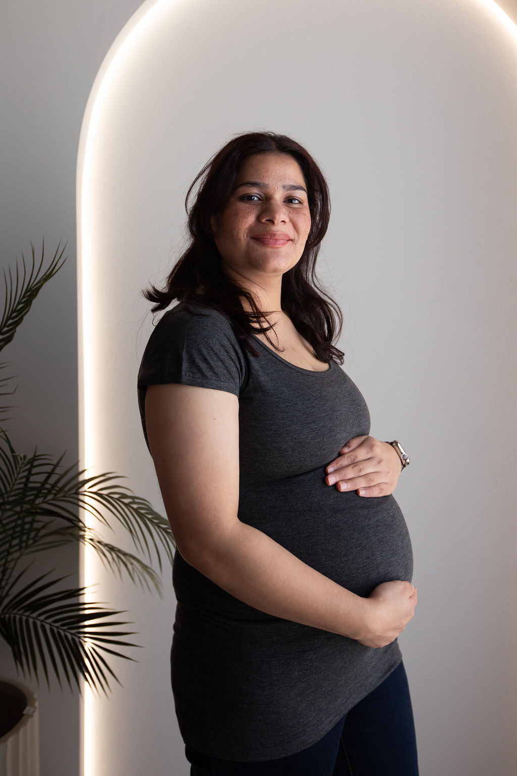 Born Maternity Short Sleeve Maternity Top (Dark Grey)