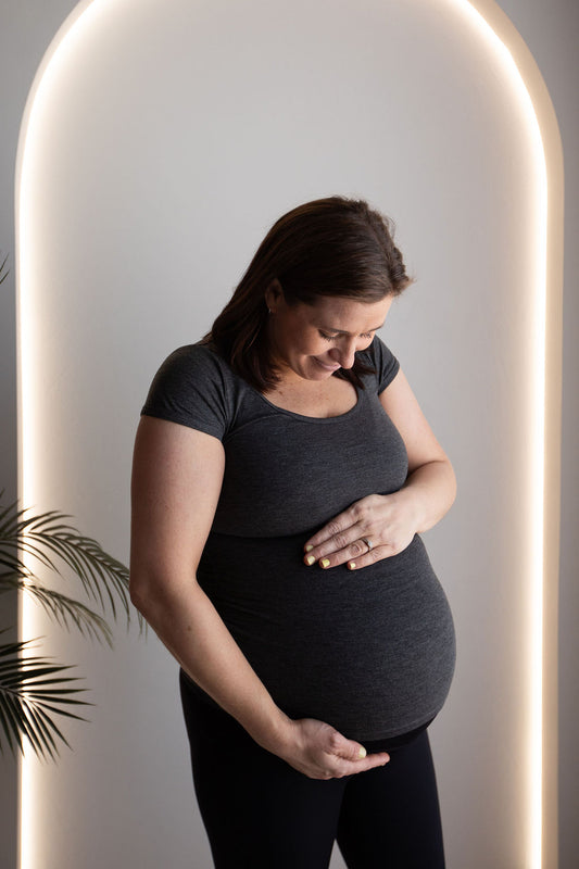 Born Maternity Short Sleeve Maternity Top (Dark Grey)