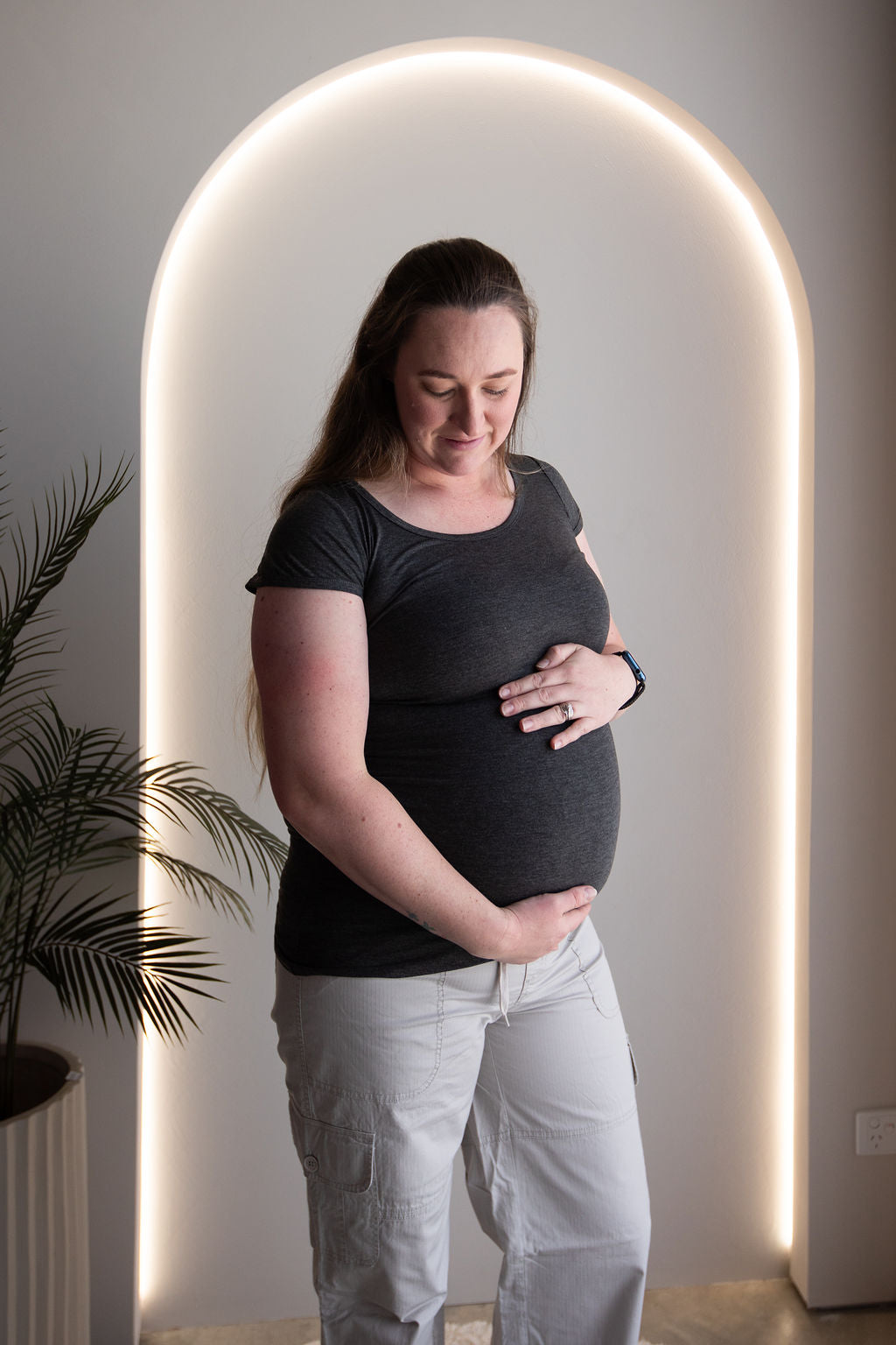 Born Maternity Short Sleeve Maternity Top (Dark Grey)