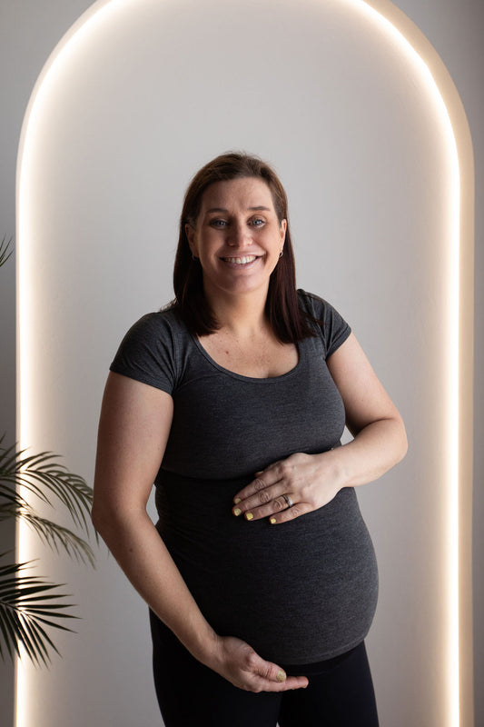 Born Maternity Short Sleeve Maternity Top (Dark Grey)