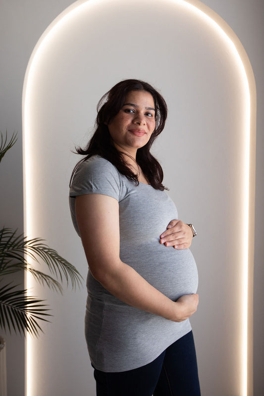 Born Maternity Short Sleeve Top (Light Grey)