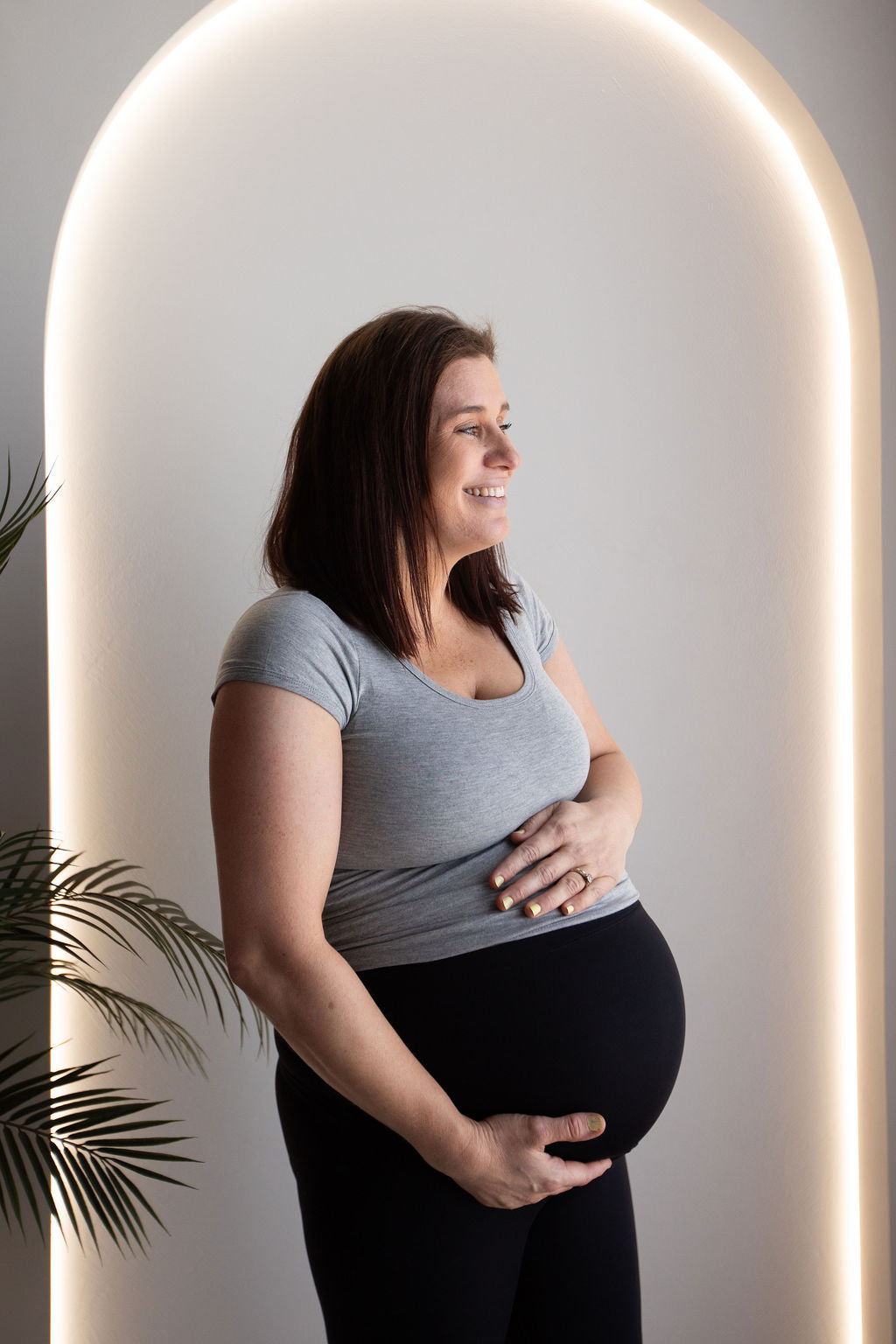 Born Maternity Short Sleeve Top (Light Grey)