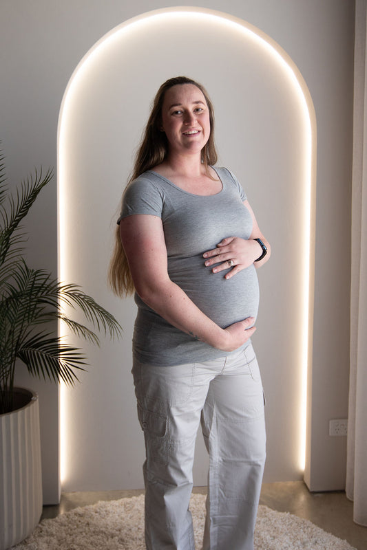 Born Maternity Short Sleeve Top (Light Grey)